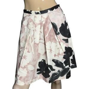 Les Copains Women’s Size 4 Black White Pink Watercolor A-Line Skirt
